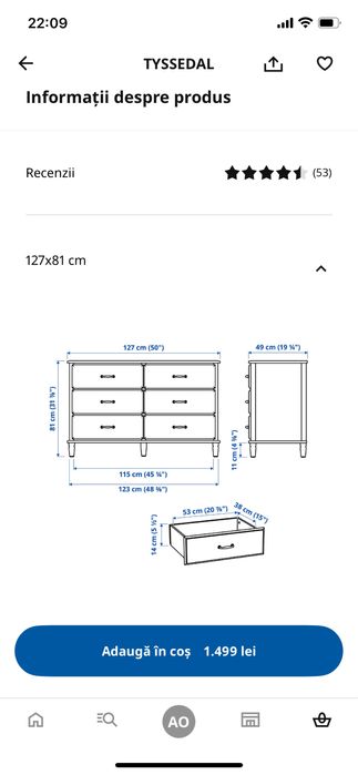 Tissedal - comoda cu 6 sertare ikea