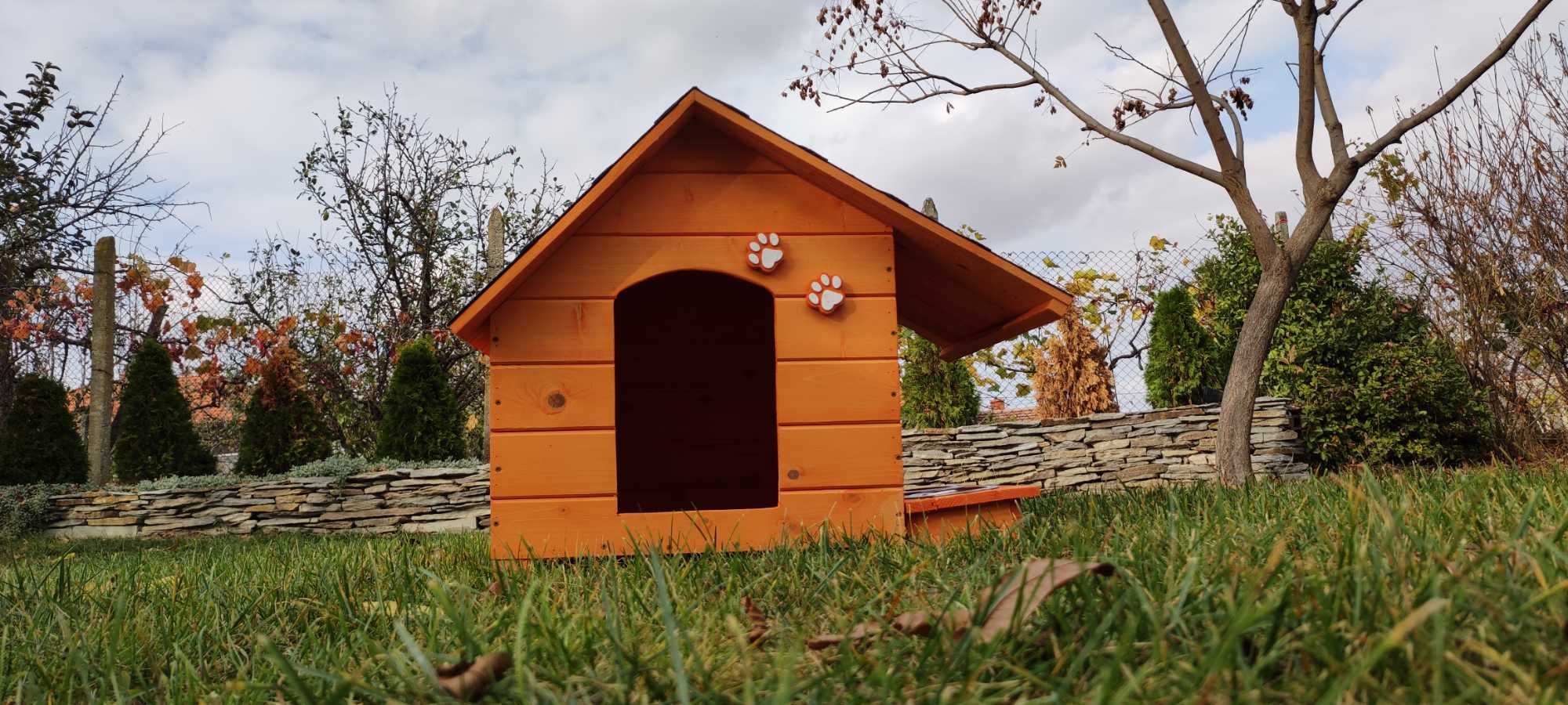 Къща за куче със стряха+купи;Колиба за кучета;Къщи за кученца-Оранжев