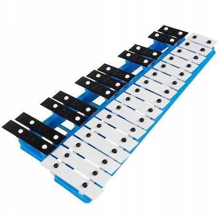 Xilofon in 2 randuri cu 27 de tonuri,placi metalice,litere pt sunete