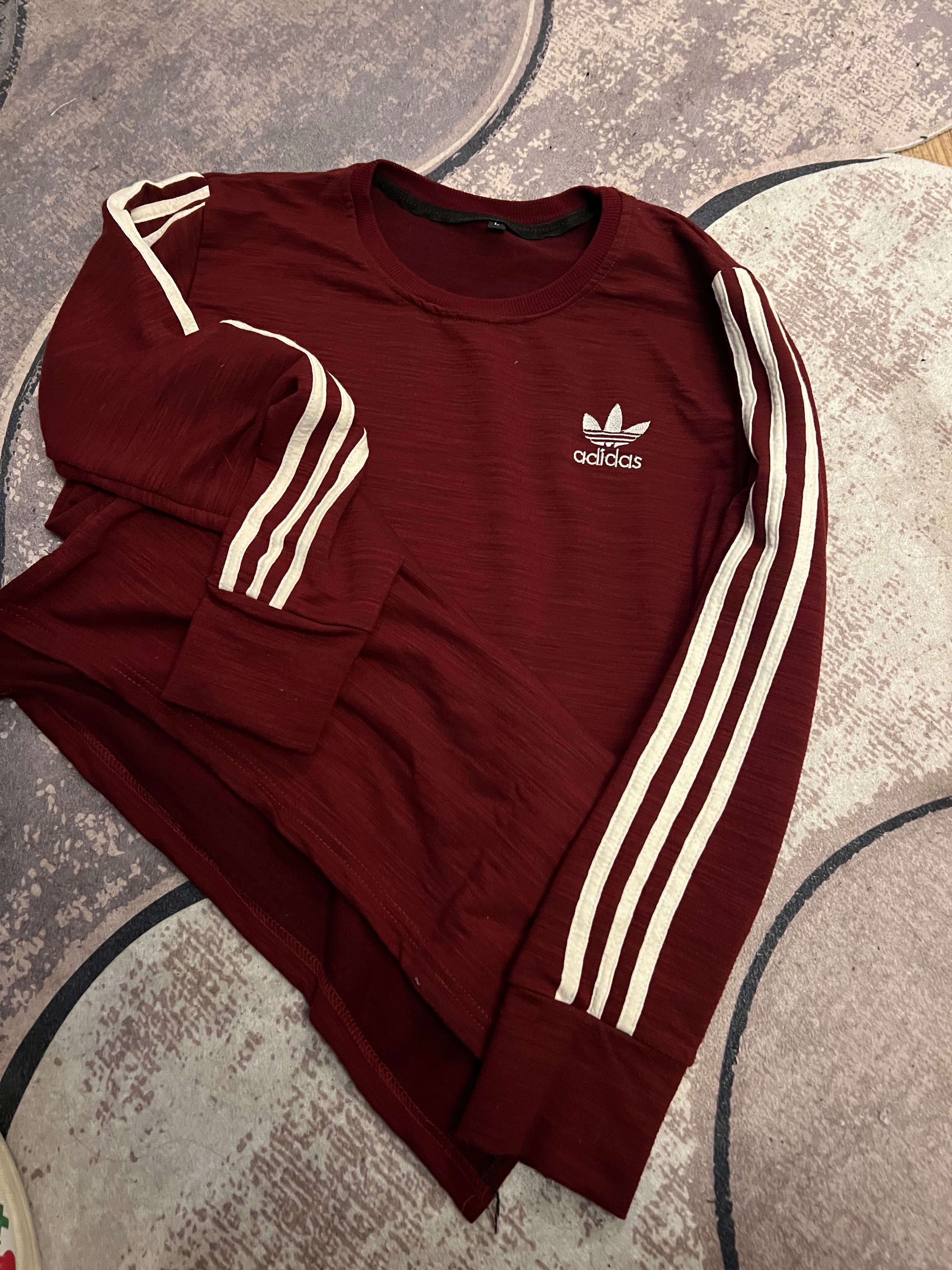 Блуза с дълъг ръкав Adidas цвят бордо