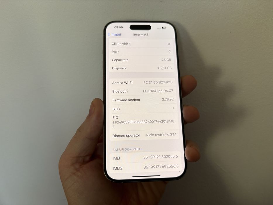 Iphone 15 Pro, 128 gb, White Titanium