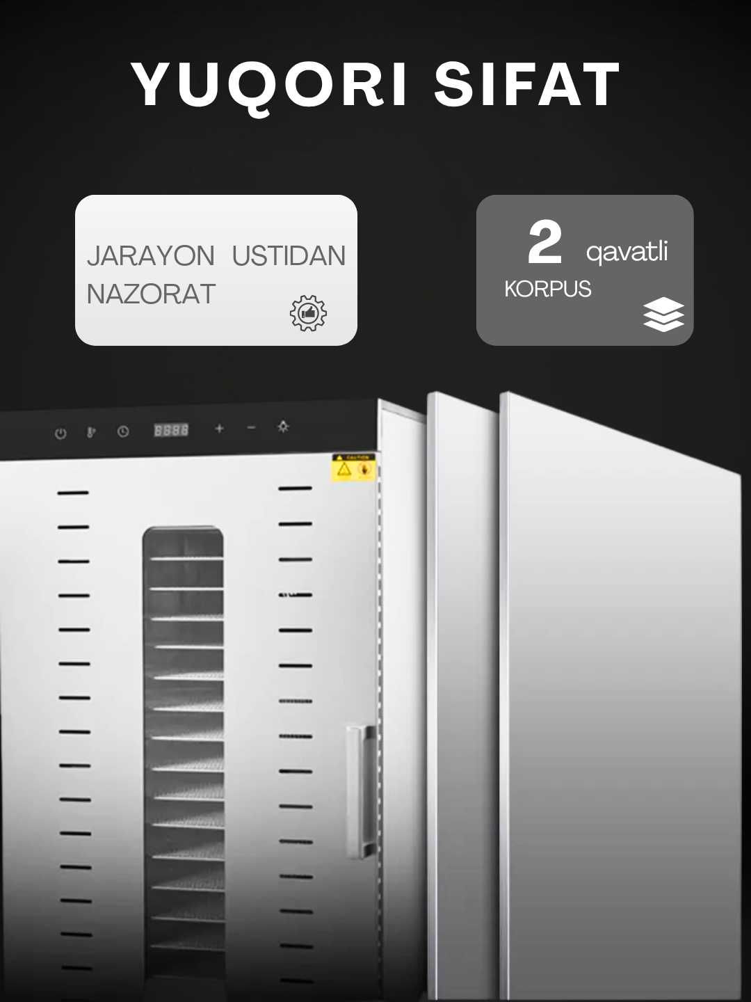 Электросушилка Uskunalar US-20 для овощей, фруктов, грибов, серебриста