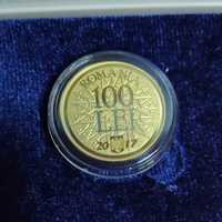 Moneda 100 lei 2017 aur BNR 500 de ani Curtea de Argeș tiraj 150 RARĂ