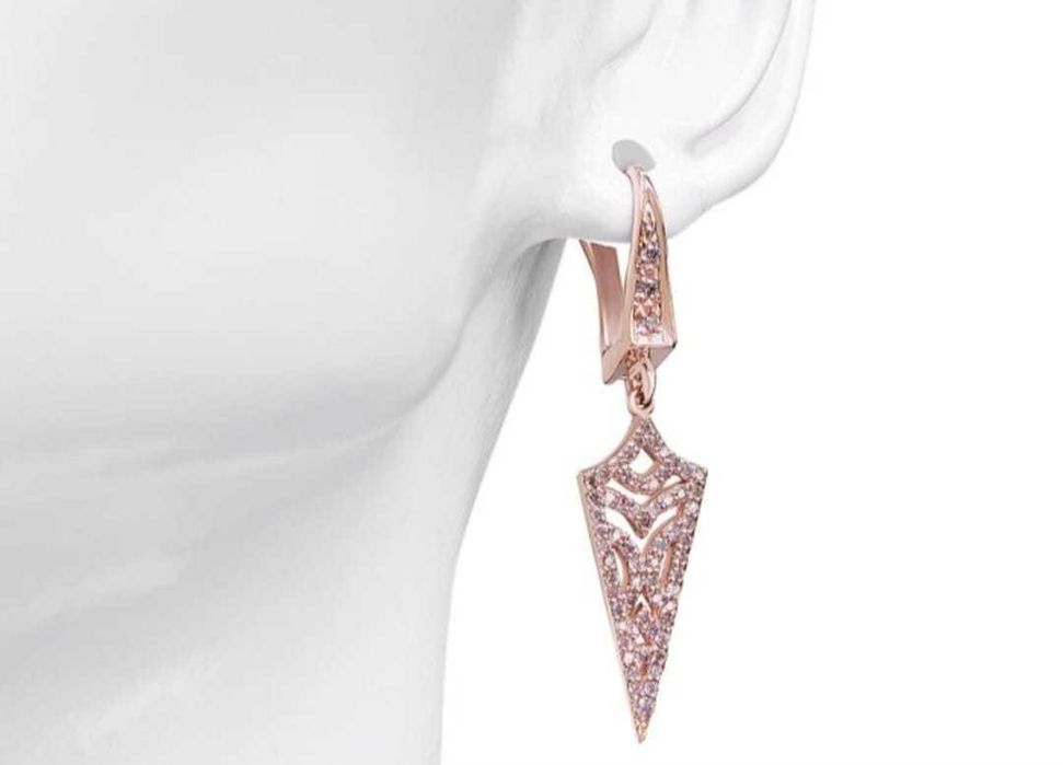 Cercei - 14 ct. Aur roz -  cu 132 diamante 0.50 tw. Roz