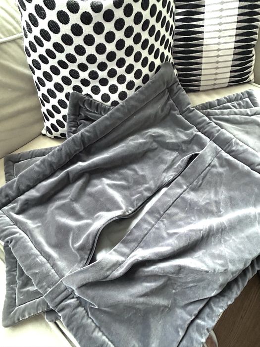 Set 12 Fețe perna catifea gri borduri groase 2 marimi 40x64cm 60x64cm