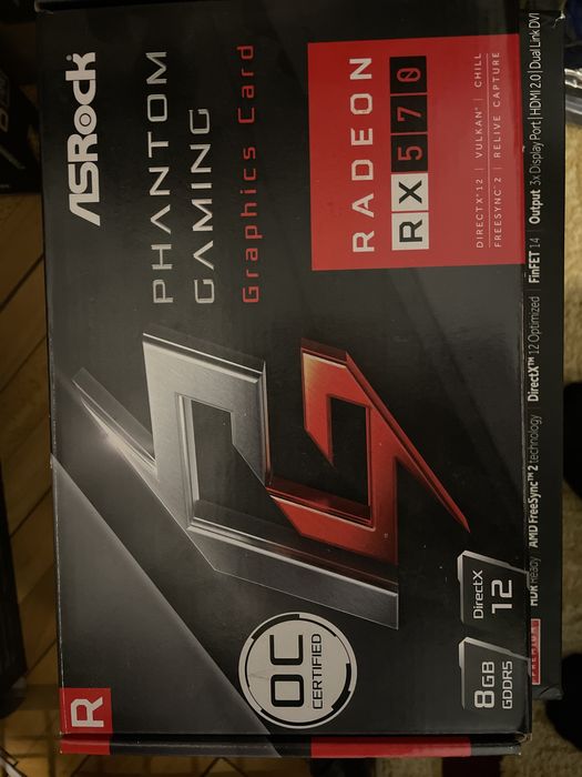 Placa video AS rock RX 570 8Gb, cutie originala.