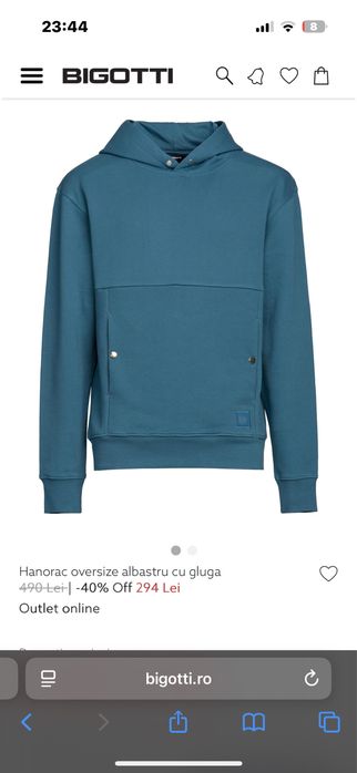 Hanorac Bigotii Oversize Albastru cu Gluga