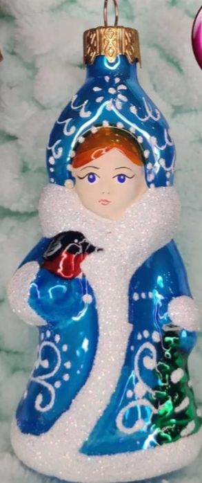 Игрушка елочная снегурочка стекло ручная роспись крупная  новая