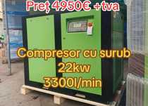 Compresor Aer cu surub 22kw 3300l/min Produs nou