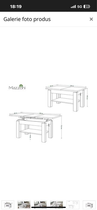 Masuta de cafea extensibila