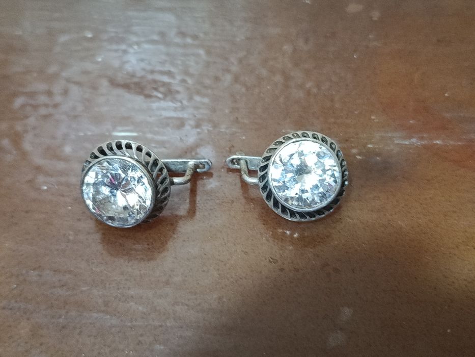 Советские серебряные серьги с фианитами