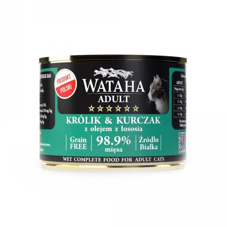 Conserva Wataha HUNT Pisica Adult, 98.9% Carne, Cu Iepure Si Pui, 200g