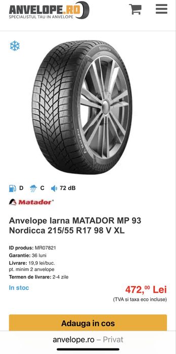 Cauciucuri R17 Vw Passat dot 23/21 iarnaM+S 215/55/17 ca si noi