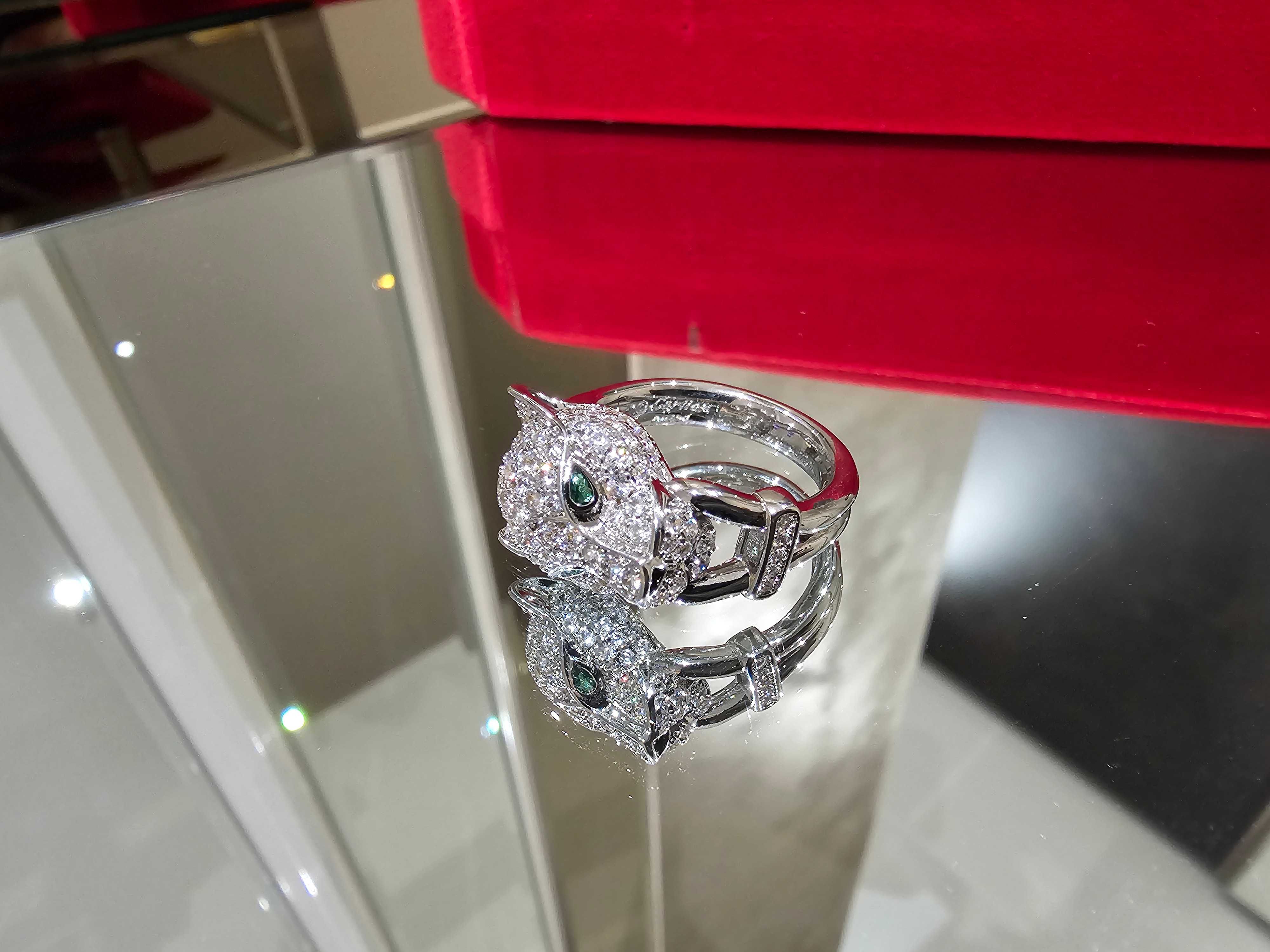 CARTIER Panthere de Cartier White Gold Paved Head Diamonds Пръстен