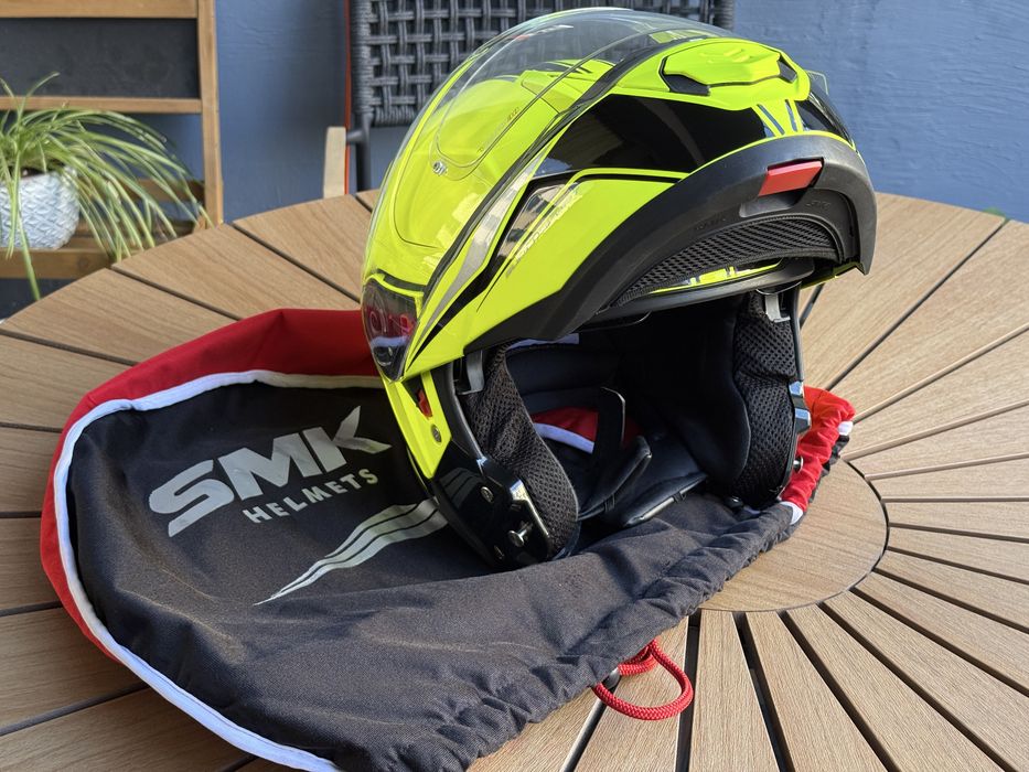 Casca moto M, SMK Flash Vision (flip-up) cu pin-lock si husa, ca noua