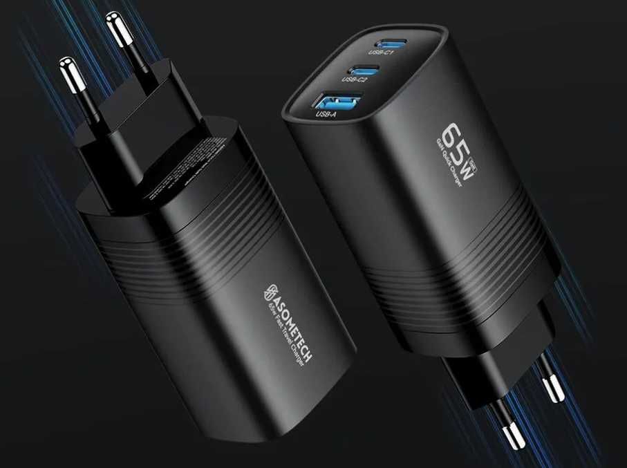 ASOMETECH GaN USB Type C зарядно 65W PD, 45W PPS QC4.0.