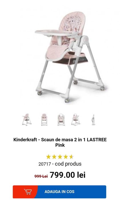 Kinderkraft LASTREE, scaun de masa pentru copii