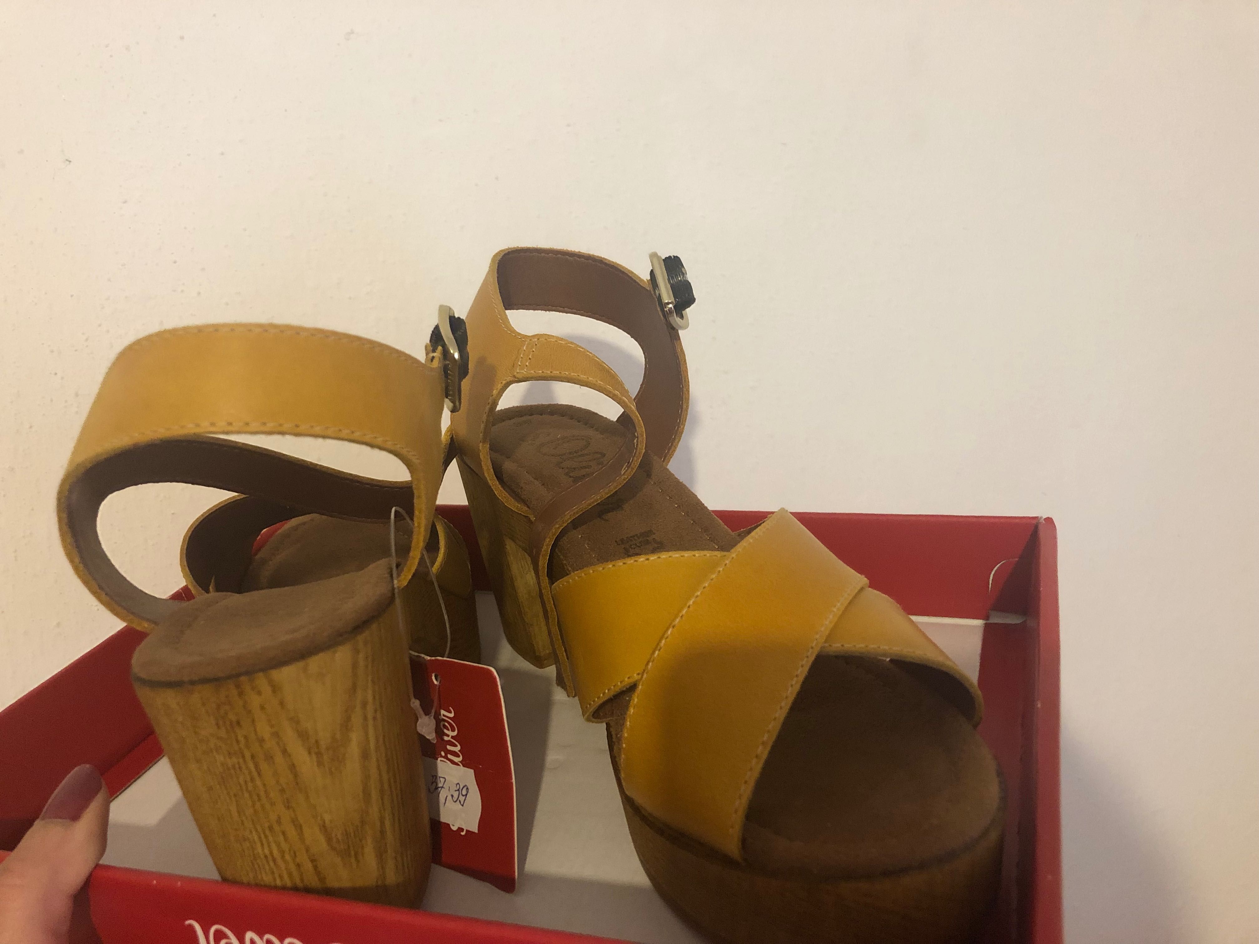 Sandale cu platforma din piele naturala