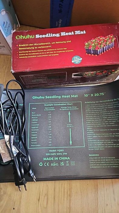 Ohuhu нагревателни подложки за разсад за растения, 25 x 52см, 21W