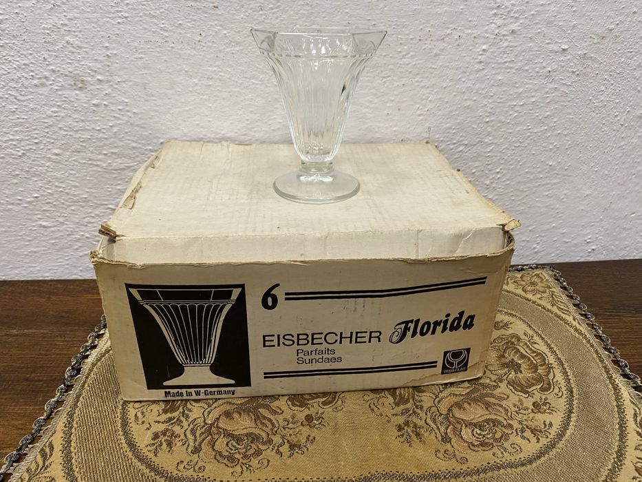 Стъклени купички Eisbecher Florida 1970те W Germany винтидж
