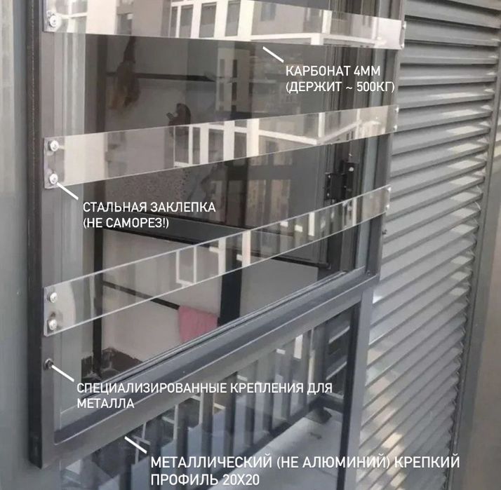 Прозрачные решетки защита для детей а также антивандальная защита