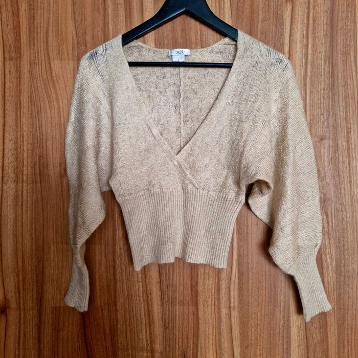 Pulover bej cu sclipici, textură fină – mărime XS