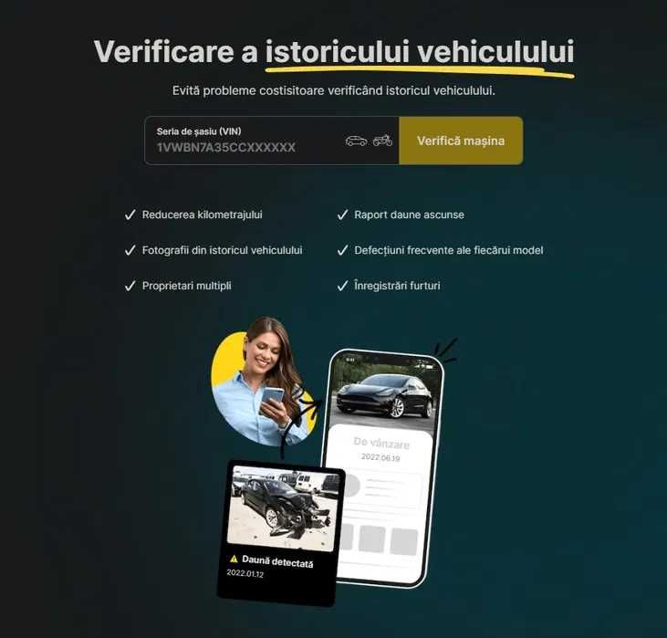 Raport CarVertical - Verificare Istoric AUTO / MOTO