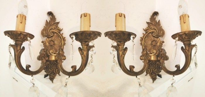 Aplice de dimensiuni mari din bronz masiv și elemente din cristal in s