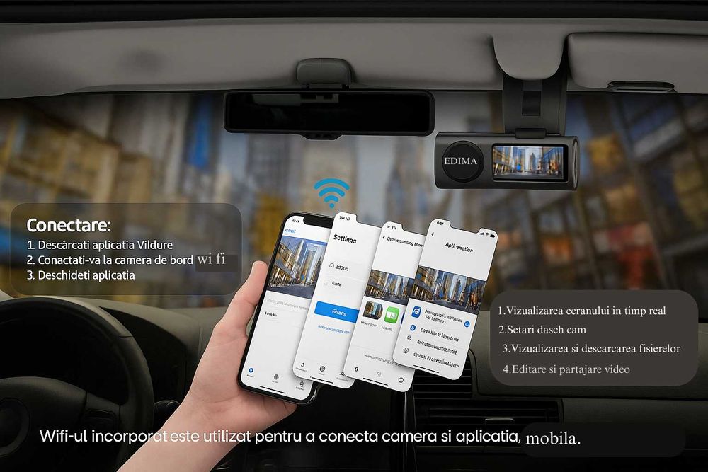 Camera Auto DVR 4K EDIMA®, Camera de bord ultracompacta, FULL HD 4K,