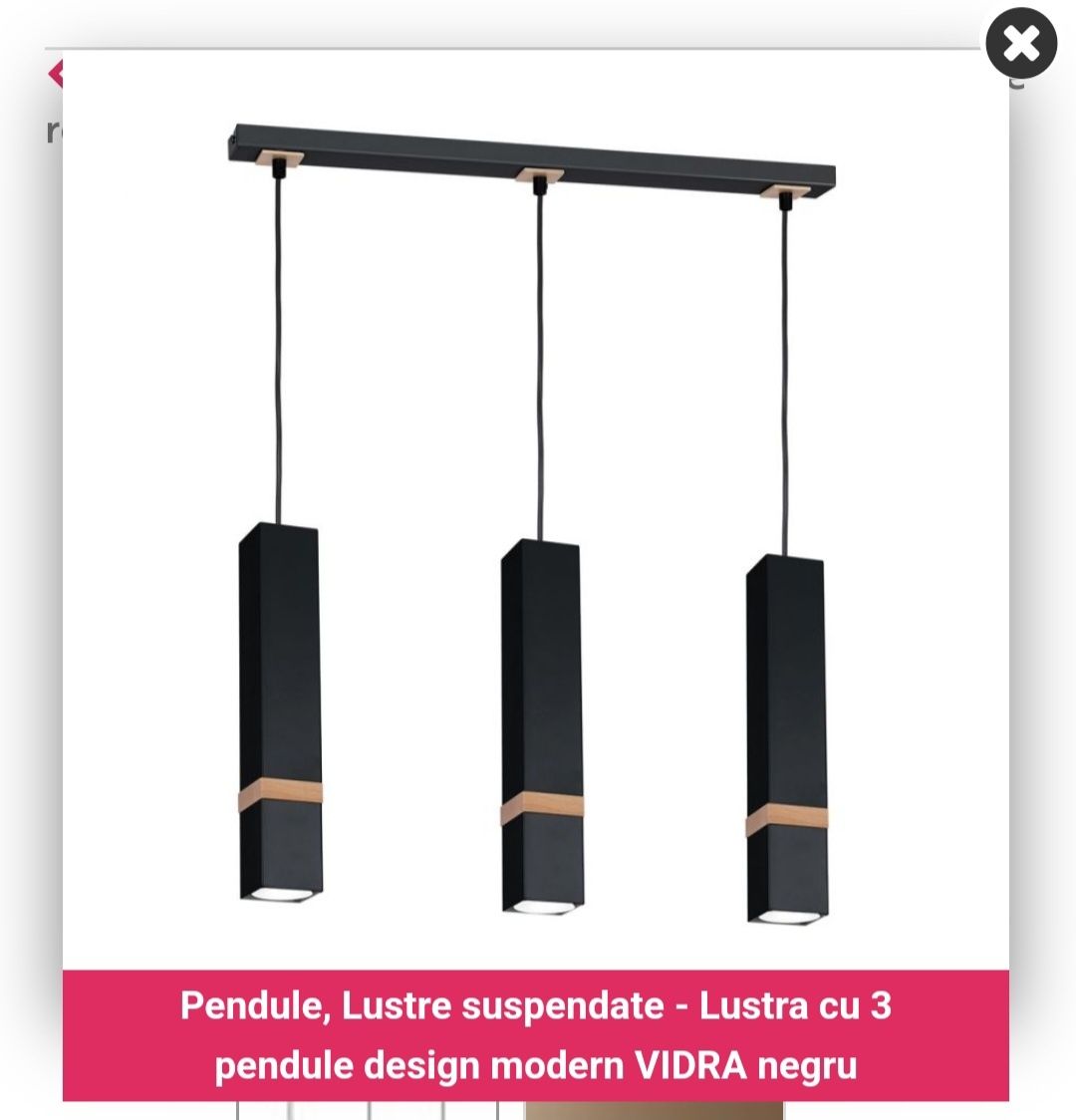 Lustra si Pendul negru Vidra negru, Produs Nou