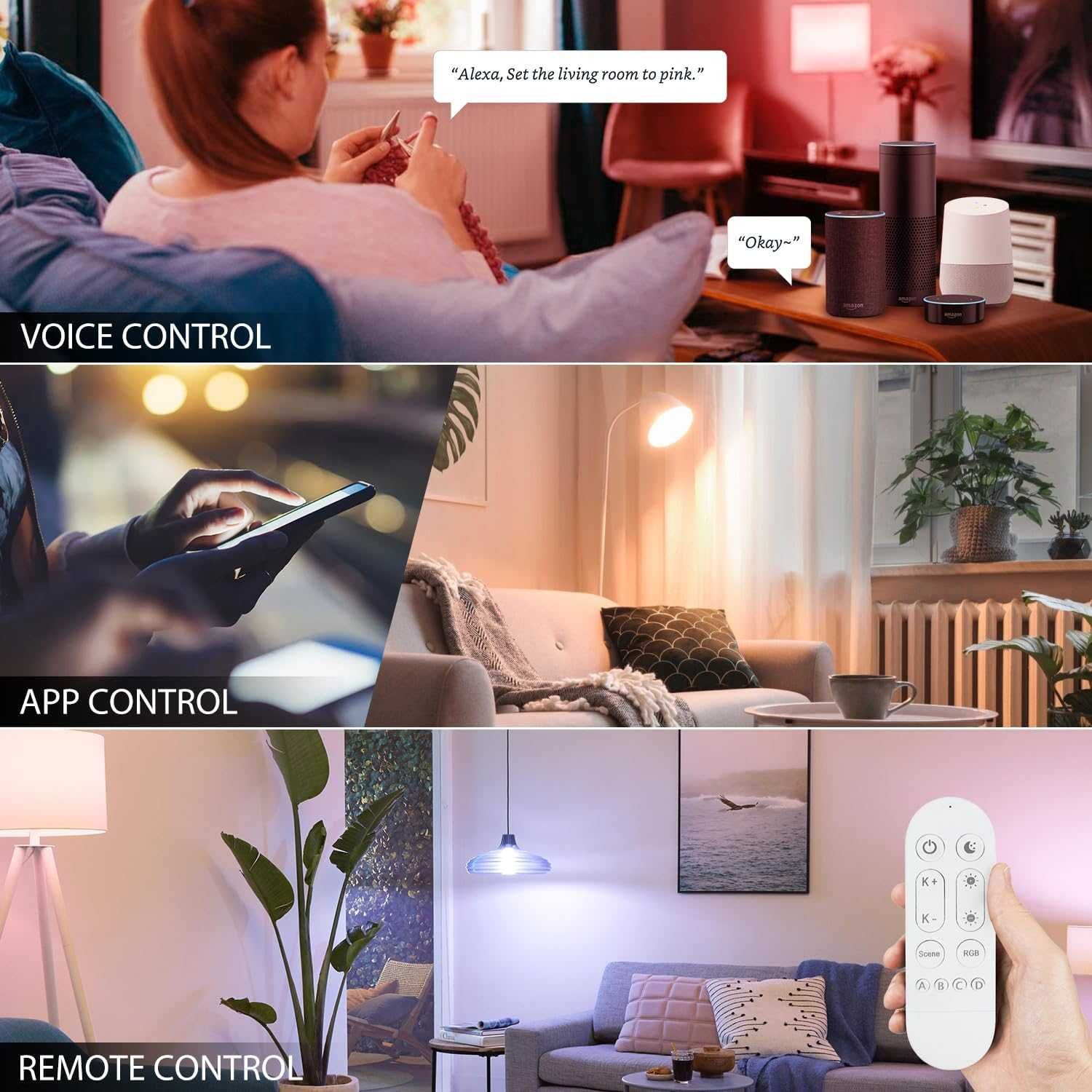Смарт Wi-Fi LED крушка E27,6.3W,RGB +  бяло, с дистанционно управление