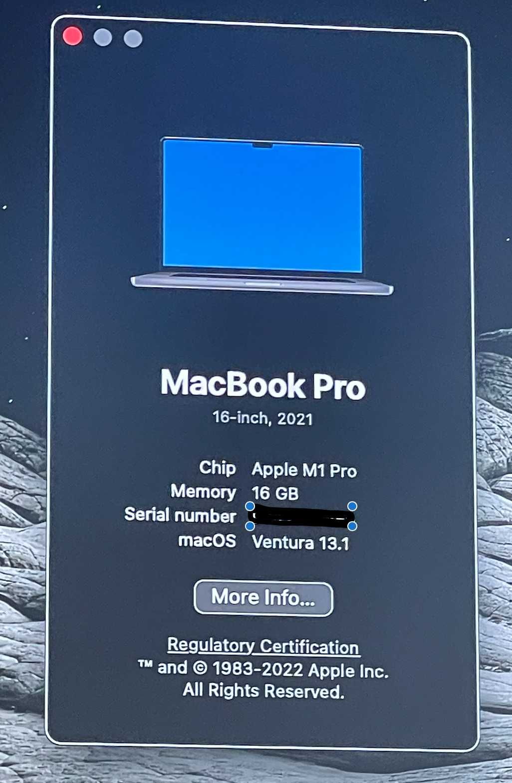 Apple Macbook Pro M1 16 inch 512GB SSD