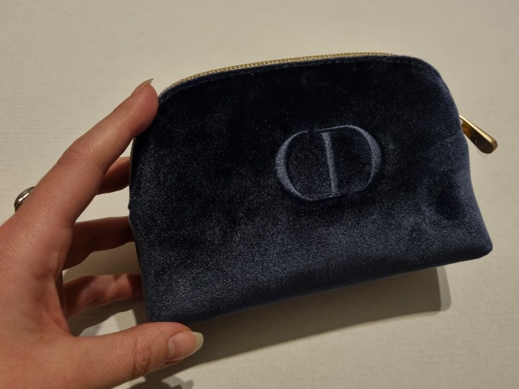 Pouch Dior albastru catifea