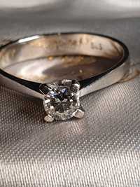 Inel logodna aur alb 14k cu diamant natural VS 0,33ct