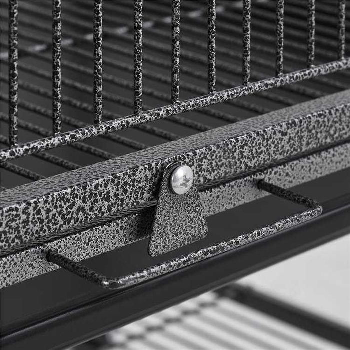 Colivie mare pentru păsări, cu raft și roți, negru |S 613753 Black