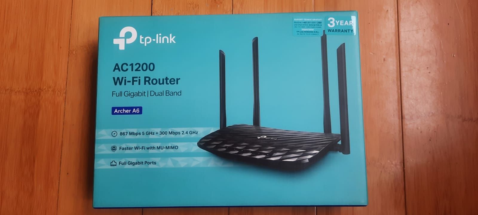 Router Wireless Gigabit TP-LINK Archer A6 AC1200, Dual-band 300 + 867