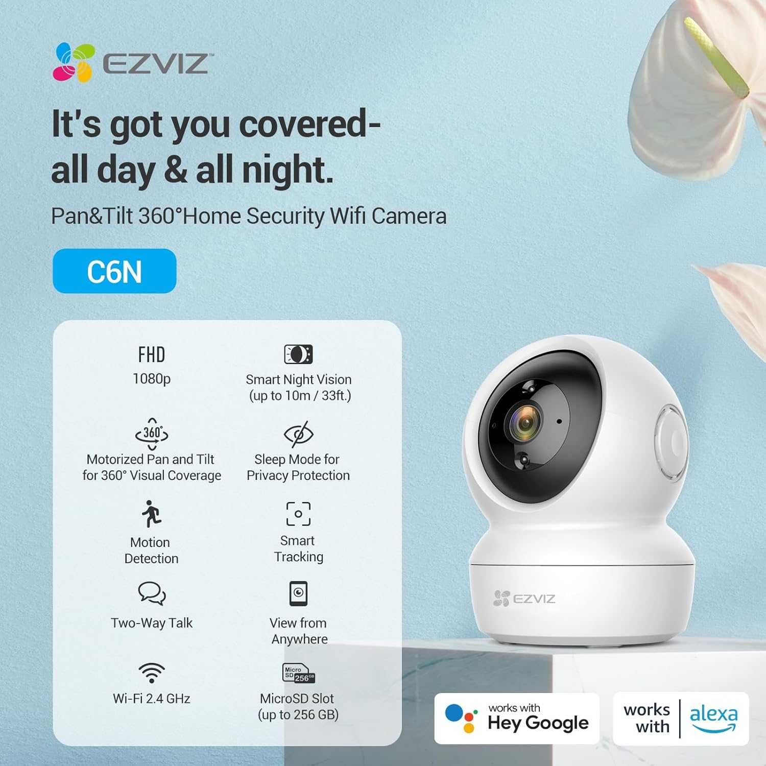 Комплект 2 камери EZVIZ C6N 1080p Wi-Fi вътрешна с нощно виждане