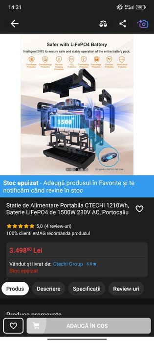 Statie portabila de incarcare 1.2 kw