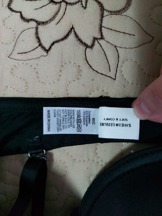 Set 2 sutiene Shein Leisure cu bretele detasabile, Negru+Crem, 80C