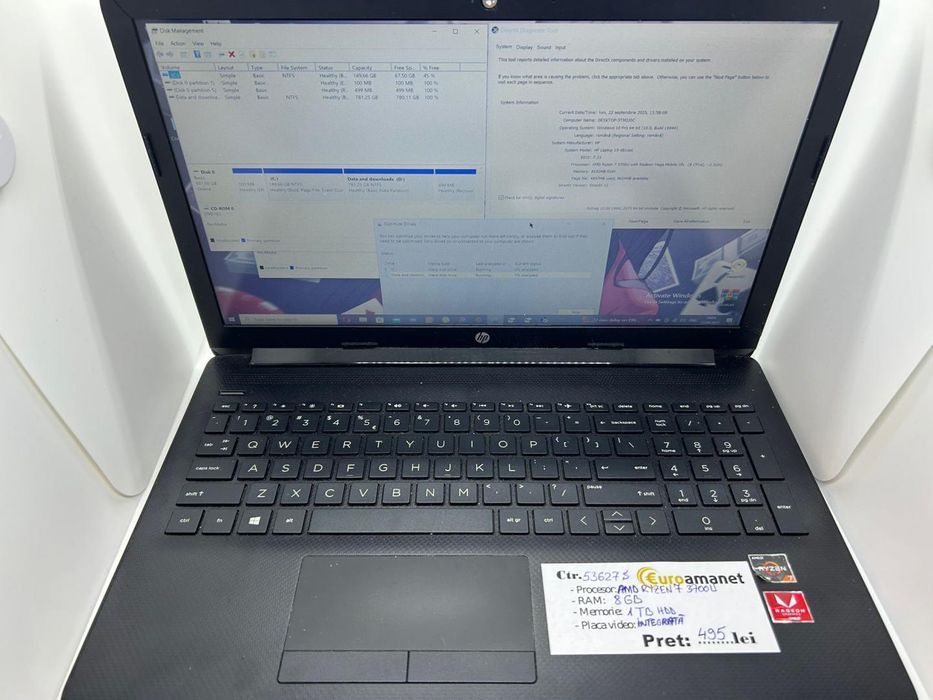 Laptop HP 15-db1xxx, AMD Ryzen 7 3700U, 8GB RAM, 1TB HDD, 15.6" -P-