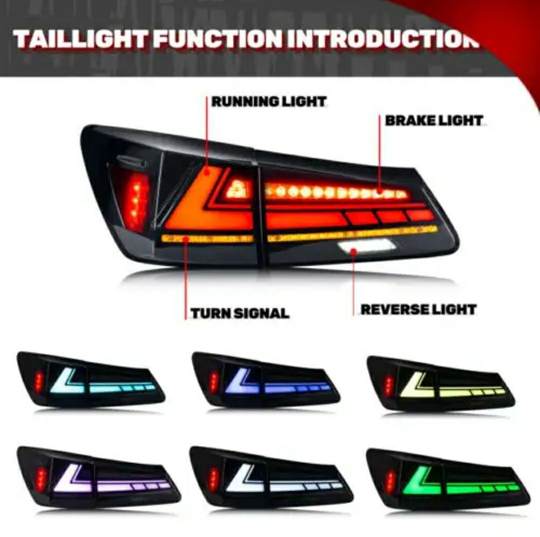Задние LED фонари оптика на Lexus IS 2006-12год RGB оптика на Лексус