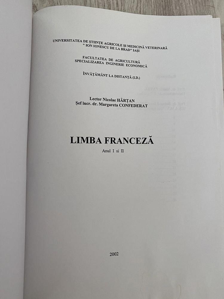 Carte Franceza anul I si II Facultatea de Agricultura-Ing Economica