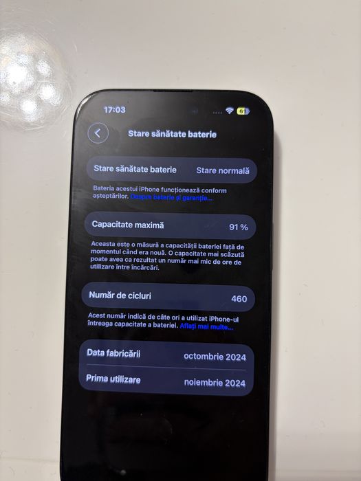 Vând Iphone 16 128 gb 91%