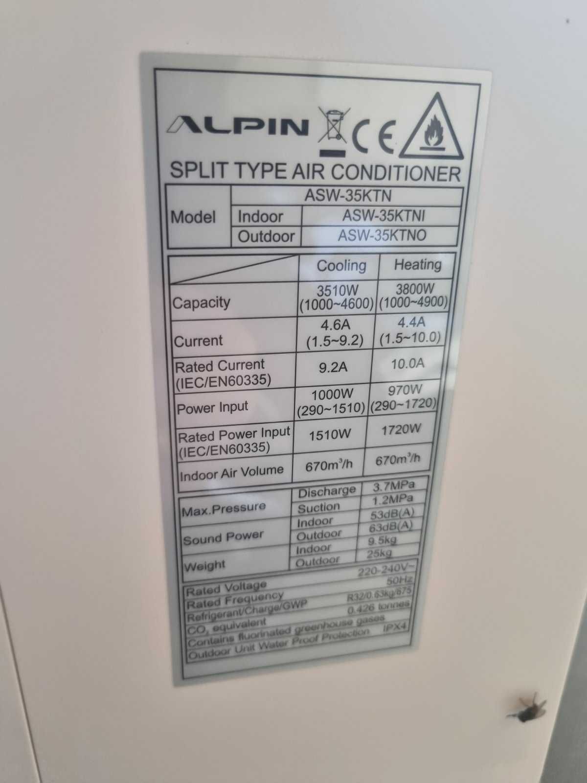 Инверторен климатик Alpin Nordic ASW-35KTN, WIFI, с включен монтаж