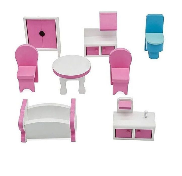 Casa de păpuși, lemn 70 cm 3 etaje cu mobilier