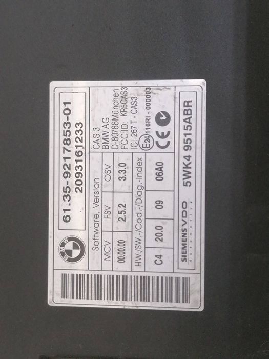 Modul Calculator CAS 3 BMW E90 E91 E92 E87 Seria 1 Seria 3