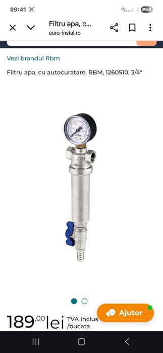 Filtru apa, cu autocuratare, RBM, 1260510, 3/4"