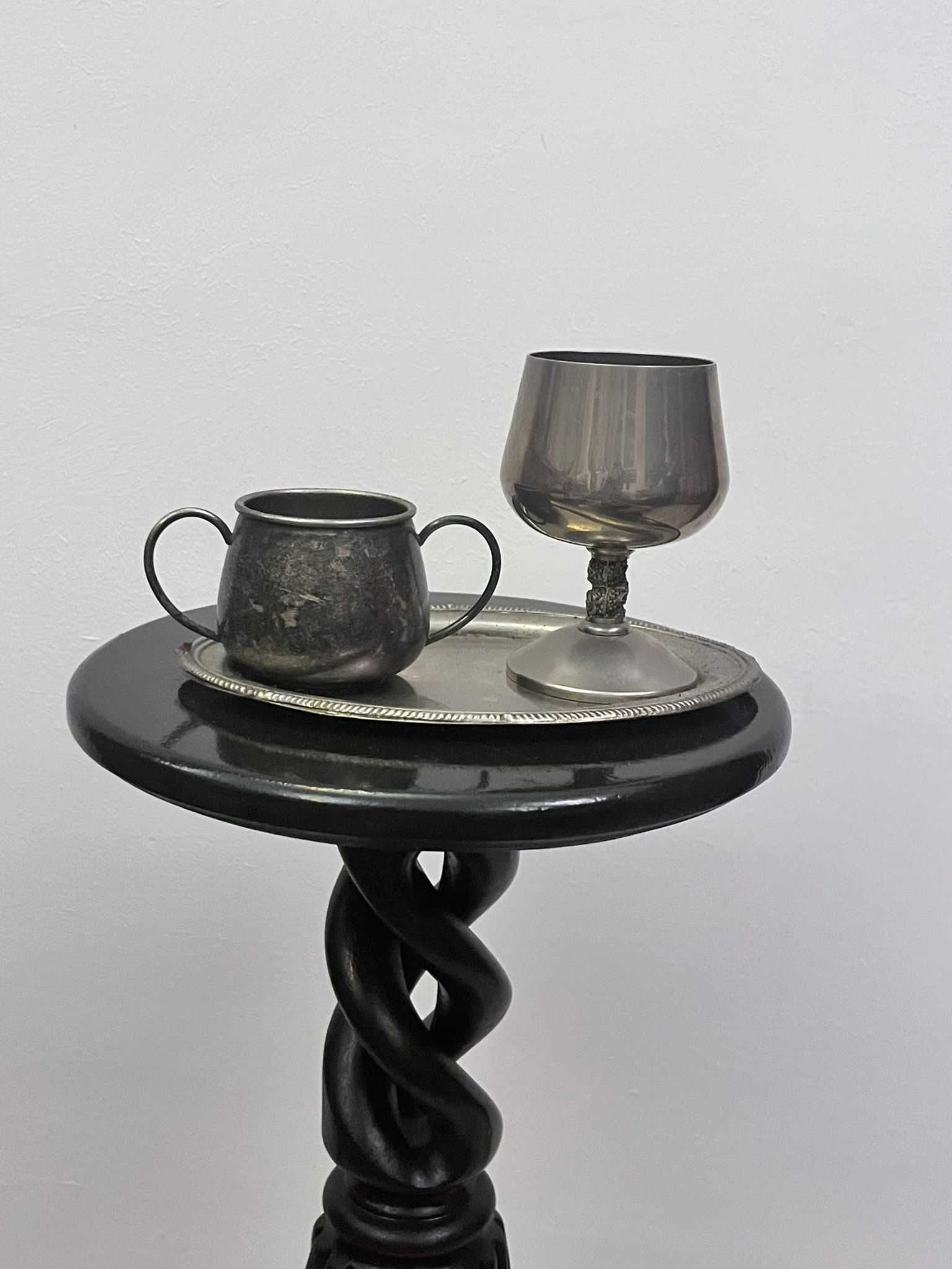Set 3 piese metalic argintat tava letiera zaharnita bibelou bibelouri