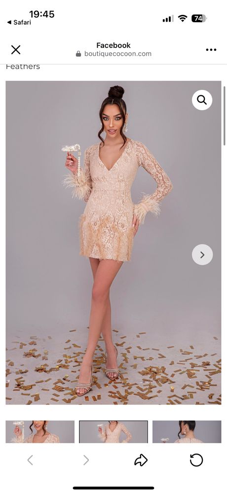 Рокля Beige Feathers: Cocoon