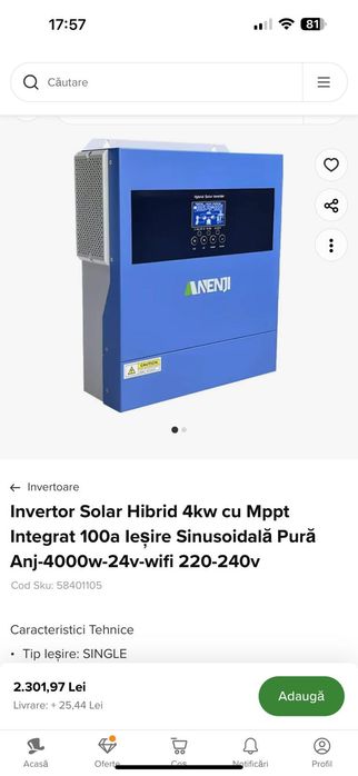 Invertor solar hibrid de 4500w nou